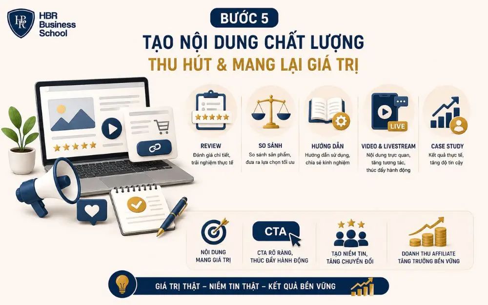 Nội dung chất lượng giúp tăng niềm tin, chuyển đổi và doanh thu Affiliate bền vững.