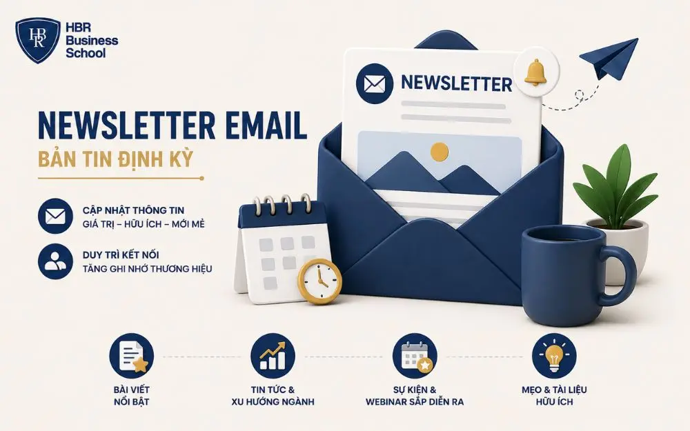 Newsletter định kỳ duy trì kết nối, chia sẻ giá trị và tăng ghi nhớ thương hiệu