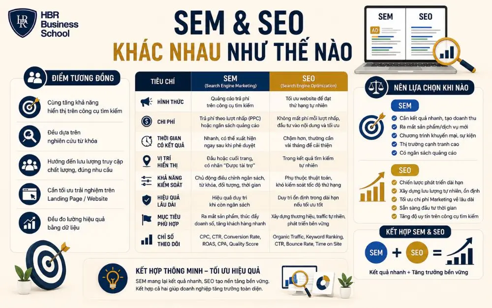 Phân biệt SEM và SEO giúp doanh nghiệp chọn chiến lược Digital Marketing hiệu quả