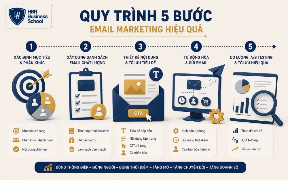 Quy trình Email Marketing giúp tăng mở email, chuyển đổi và doanh thu bền vững