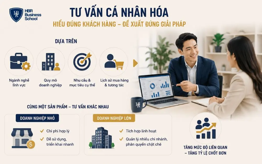 Cá nhân hóa tư vấn giúp tăng mức độ liên quan và nâng cao tỷ lệ chốt đơn.