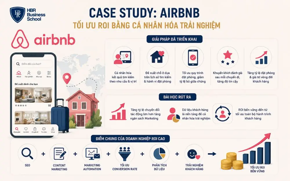 Airbnb cá nhân hóa trải nghiệm người dùng để tối ưu ROI và tăng tỷ lệ chuyển đổi.