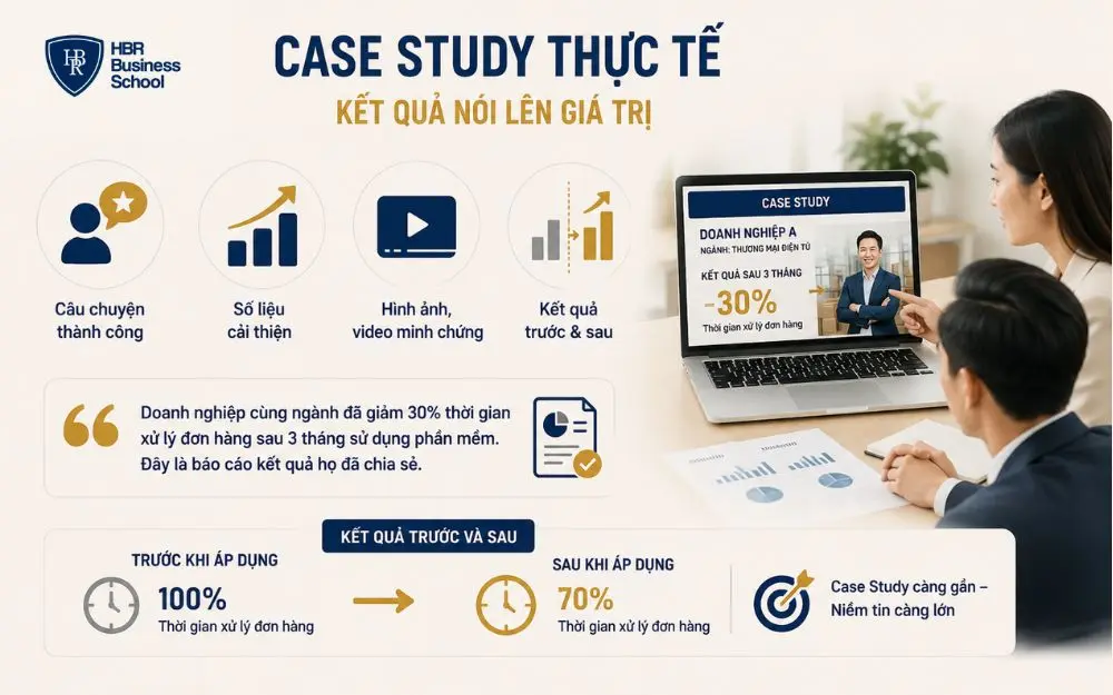 Case Study thực tế tăng niềm tin và thuyết phục khách hàng ra quyết định.