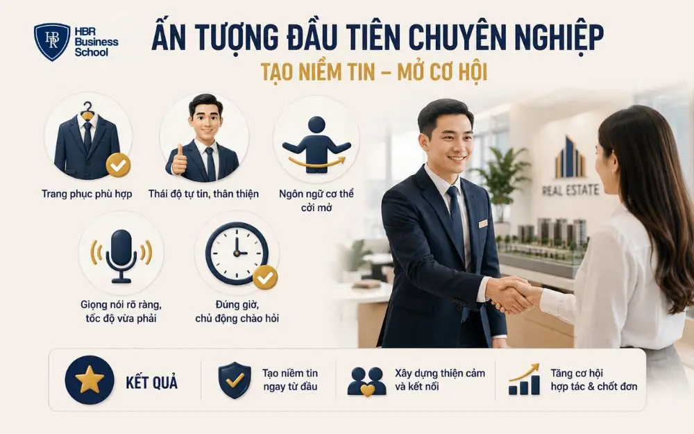 Tạo ấn tượng đầu tiên chuyên nghiệp giúp xây dựng niềm tin và tăng cơ hội chốt đơn