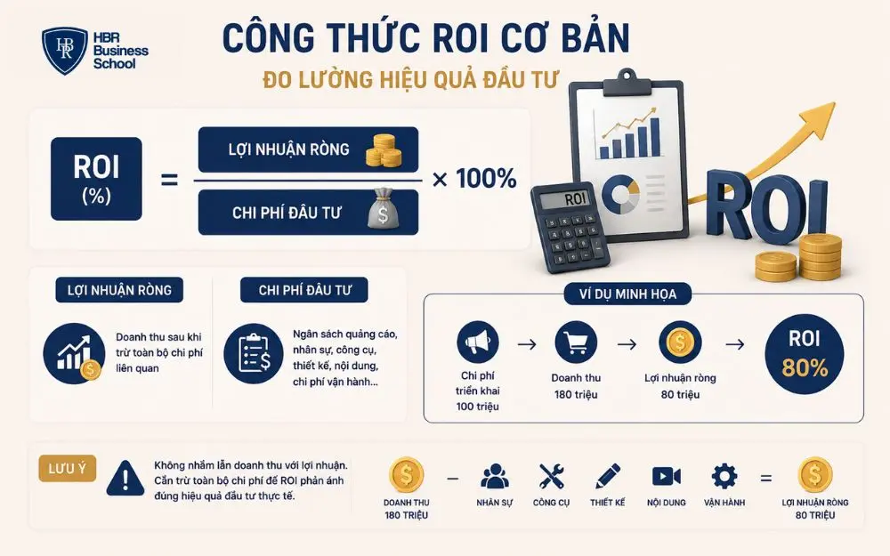 Công thức ROI giúp doanh nghiệp đo lường hiệu quả đầu tư và tối ưu lợi nhuận