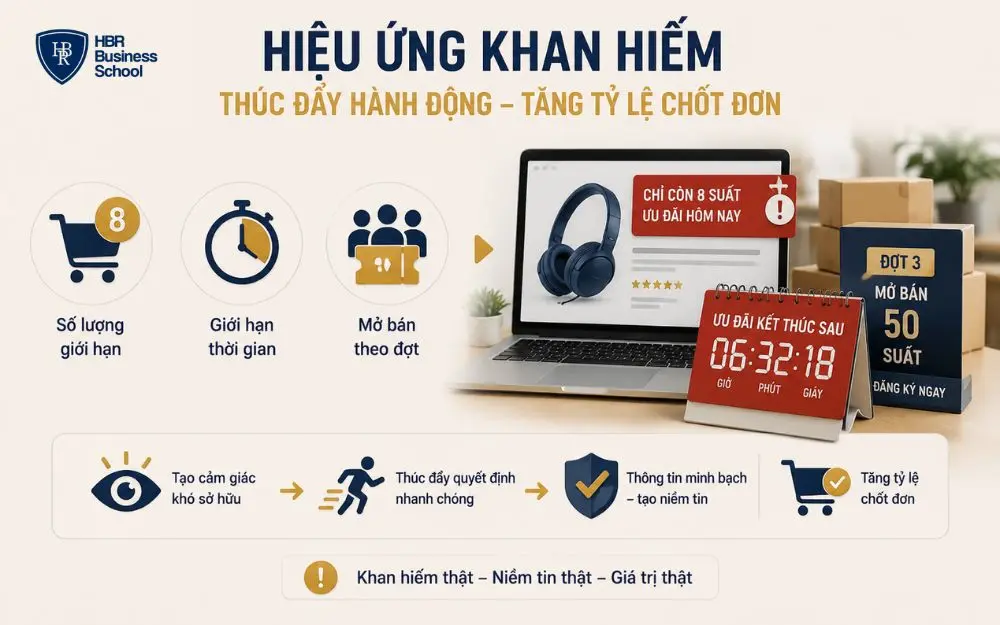 Hiệu ứng khan hiếm thúc đẩy quyết định mua và tăng tỷ lệ chốt đơn.