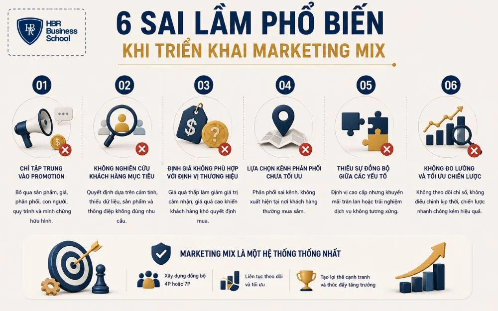 Tránh sai lầm Marketing Mix để tối ưu chiến lược và tăng hiệu quả kinh doanh.