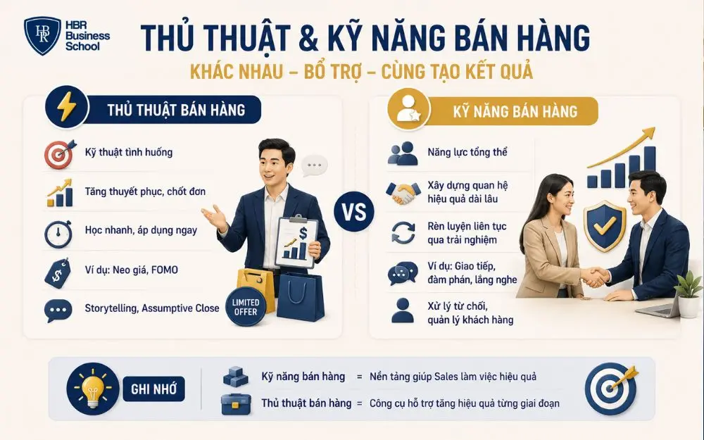 Phân biệt thủ thuật và kỹ năng bán hàng để nâng cao hiệu quả chốt đơn