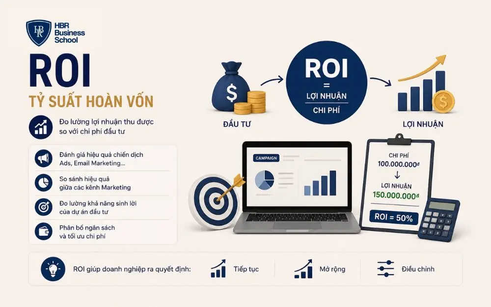 ROI giúp doanh nghiệp đo lường hiệu quả đầu tư và tối ưu quyết định kinh doanh