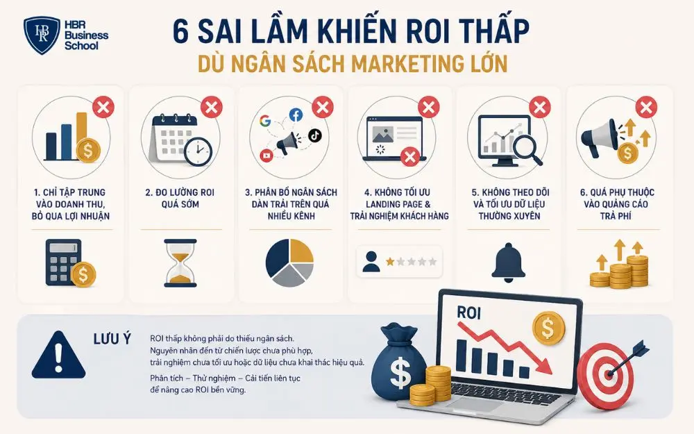 Sáu sai lầm phổ biến khiến ROI thấp dù doanh nghiệp đầu tư ngân sách lớn.