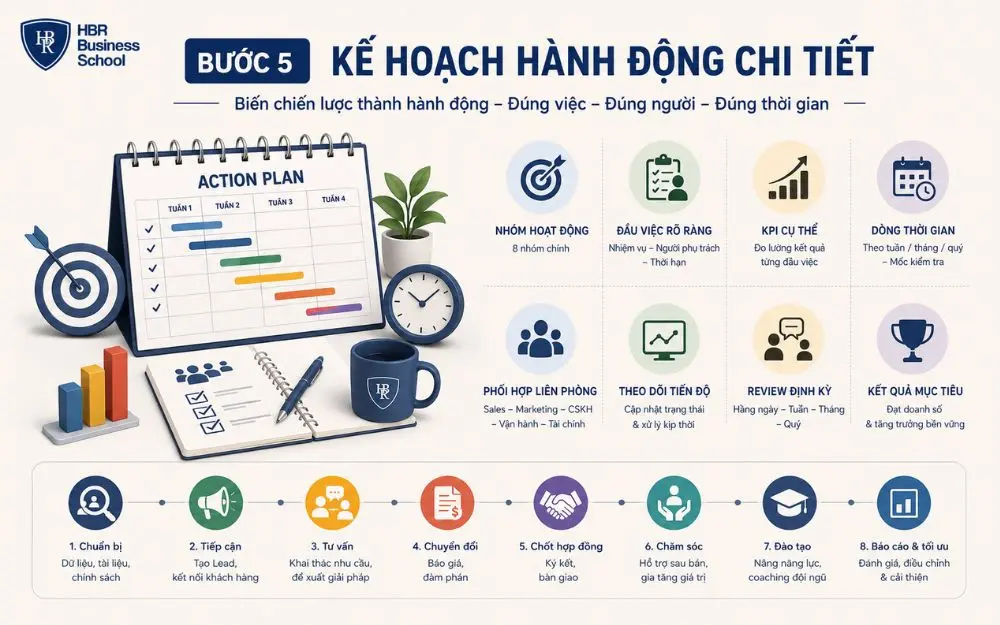 Kế hoạch hành động chi tiết giúp đội ngũ triển khai đúng tiến độ
