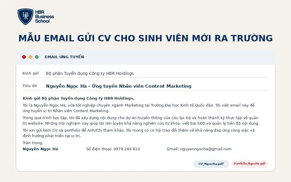 Mẫu email gửi CV cho sinh viên mới ra trường