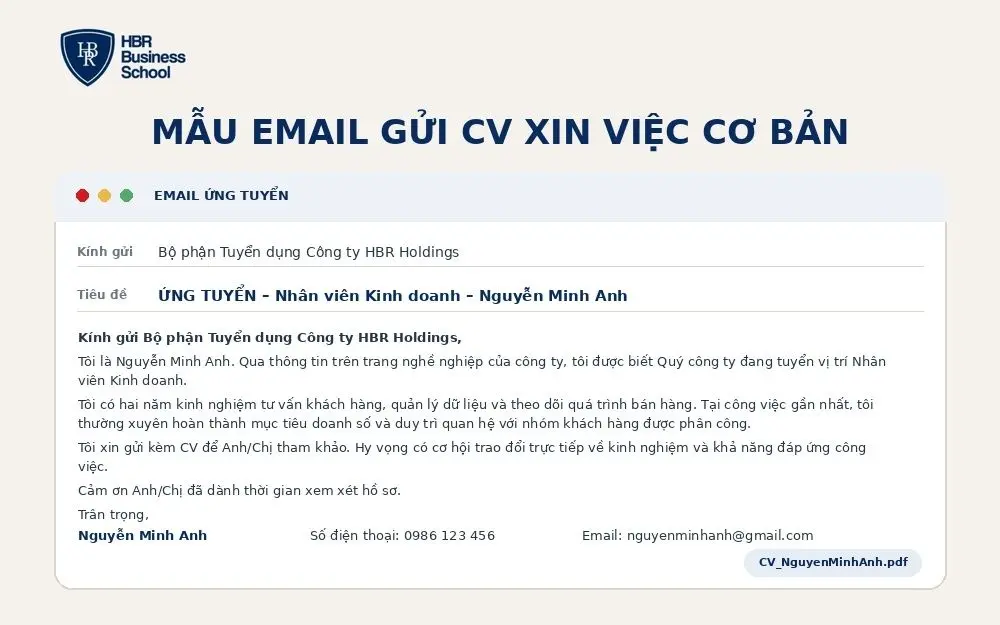 Mẫu email gửi CV xin việc cơ bản