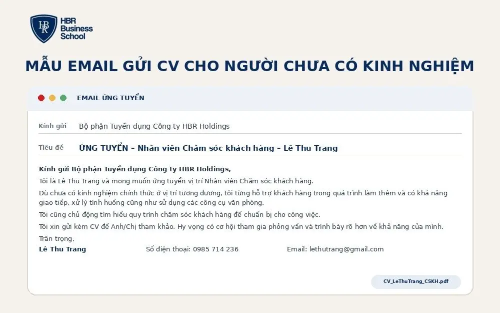 Mẫu email gửi CV cho người chưa có kinh nghiệm