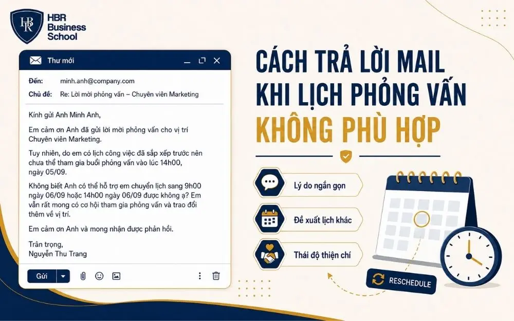 Cách trả lời mail khi lịch phỏng vấn không phù hợp
